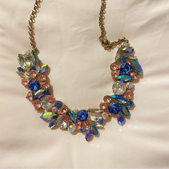 NWT J.Crew Multicolored Gemstone Cluster Statement Necklace - Picture 2 of 4